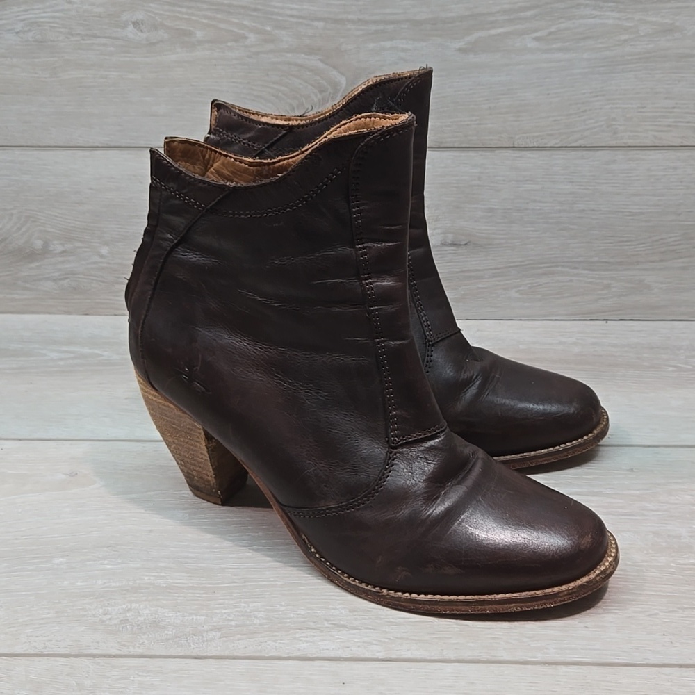 J Shoes Women Ranch 2 Ankle Leather Western Moto Heels shoes boots sz 9